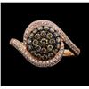 Image 2 : 0.75 ctw Brown and White Diamond Ring - 14KT Rose Gold