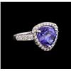 5.48 ctw Tanzanite and Diamond Ring - 14KT White Gold