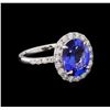 4.22 ctw Tanzanite and Diamond Ring - 14KT White Gold