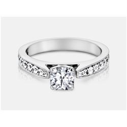 Cubic Zirconia and Diamond Ring - 14KT White Gold