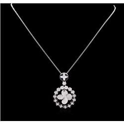 1.20 ctw Diamond Pendant With Chain - 14KT White Gold