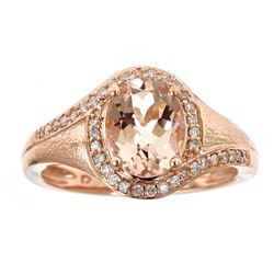 1.54 ctw Morganite and Diamond Ring - 10KT Rose Gold