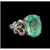 GIA Cert 8.92 ctw Emerald and Diamond Ring - 14KT White Gold