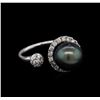 Image 1 : 0.68 ctw Pearl and Diamond Ring - 14KT White Gold