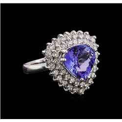 1.72 ctw Tanzanite and Diamond Ring - 14KT White Gold