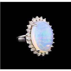 10.60 ctw Opal and Diamond Ring - 14KT White Gold