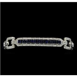 6.97 ctw Sapphire and Diamond Bracelet - 18KT White Gold