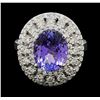 Image 2 : 3.25 ctw Tanzanite and Diamond Ring - 14KT White Gold