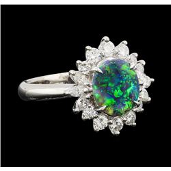 0.82 ctw Black Opal and Diamond Ring - Platinum