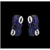 Image 1 : 1.10 ctw Sapphire and Diamond Earrings - 14KT White Gold