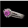 0.90 ctw Pink Sapphire and Diamond Ring - 14KT White Gold