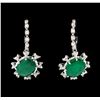 6.27 ctw Emerald and Diamond Earrings - 14KT White Gold