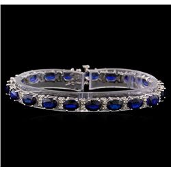 16.95 ctw Sapphire and Diamond Bracelet - 14KT White Gold