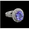Image 1 : 5.29 ctw Tanzanite and Diamond Ring - 14KT White Gold