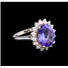 5.67 ctw Tanzanite and Diamond Ring - 14KT White Gold
