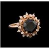 3.70 ctw Black Diamond Ring - 14KT Rose Gold