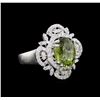 GIA Cert 4.88 ctw Green Sapphire and Diamond Ring - Platinum