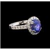 14KT White Gold 2.95 ctw Tanzanite and Diamond Ring
