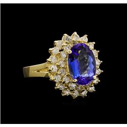 14KT Yellow Gold 2.49 ctw Tanzanite and Diamond Ring