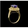 Image 4 : 14KT Yellow Gold 2.49 ctw Tanzanite and Diamond Ring