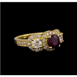 14KT Yellow Gold 1.78 ctw Ruby and Diamond Ring