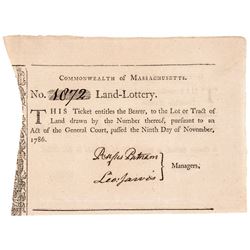 1786 GENERAL RUFUS PUTNAM Signed Massachusetts Land Lottery Certificate Form