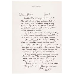RONALD WILSON REAGAN Stationery Handwritten Letter Signed DUTCH