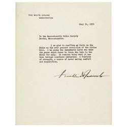 President FRANKLIN D. ROOSEVELT Typed Letter Signed on White House Stationery!