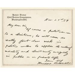 THEODORE ROOSEVELT Autograph Note and ALS on Prohibition, Important TWO Item Lot