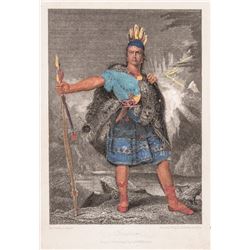 c 1832 Hand-Colored Engraving: Metamora (King Phillip Son of Massasoit) F. Agate