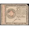 Image 1 : Continental Currency, January 14, 1779 Eighty Dollars Blue Paper Detector Note