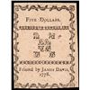 Image 2 : Colonial Currency, North Carolina. August 8, 1778 5 Dollars Choice Uncirculated