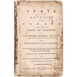 1780 General John Burgoyne Book: A State of the Expedition from Canada