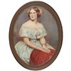 Image 1 : c. 1860 JENNY LIND Oval Portrait Painting under glass of the Swedish Nightingale