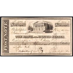 Obsolete, Phila, PA. 3rd The Bank of the U.S., Hand-Written $10,000 PCGS EF-45