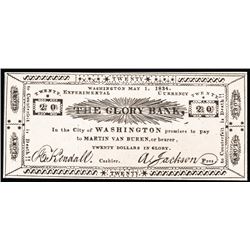 The Glory Bank $20 Satirical Bank Note, Washington, Twenty Dollars in Glory