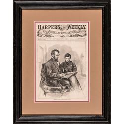 May 6, 1865 Harper’s Weekly Front Engraving titled: President Lincoln At Home