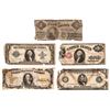 Image 1 : Dealer/Collector Lot of FIVE (5) Mixed Large Size Currency Notes, Heavily Worn