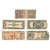 Image 2 : Dealer/Collector Lot of FIVE (5) Mixed Large Size Currency Notes, Heavily Worn
