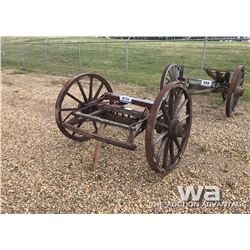 WOODEN WAGON AXLE WITH STEEL WHEELS