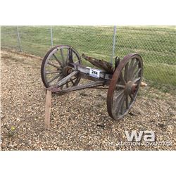 WOODEN WAGON AXLE WITH STEEL WHEELS