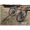 Image 2 : WOODEN WAGON AXLE WITH STEEL WHEELS