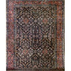 Malayer Rug, Second Quarter 20th Century, Blue ground with serrated leaf, rosette and floral...