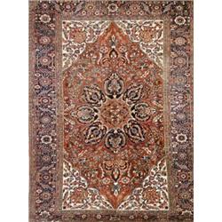 Heriz Rug, Second Quarter 20th Century, Red ground with herati field centering a star medalli...