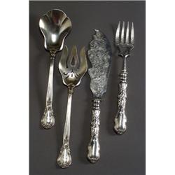 of Margaret M. Mourot, Two American Silver Two-Piece Flat Serving Sets, The first, a silver f...