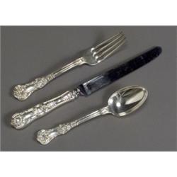 Tiffany & Co. Sterling Flat Table Service, New York, English King Pattern, Introduced 1885, C...