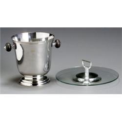 Christofle Silver Plate Wine Bucket and Pastry Stand, Modern, The pastry stand with circular...