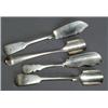 Image 1 : Five English Silver Master Butter Knives and, Two Cheese Scoops, Various Makers, The first...
