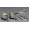 Image 1 : Pair of Edward VII Silver Sauce Boats and a Toast Rack, The pair of sauce boats, maker's mark J...