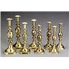 Image 1 : Four Pairs of English Brass Candlesticks, Late 19th-Early 20th Century, Each with diamond fac...